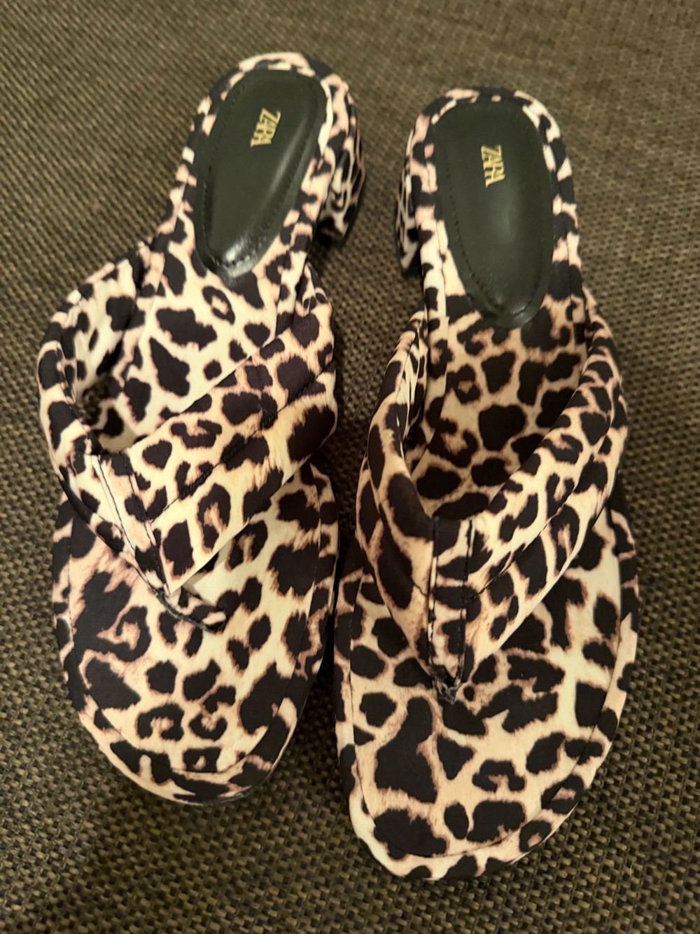 Zara Leopard Print Twisted Strap Mules - Black & Cream
